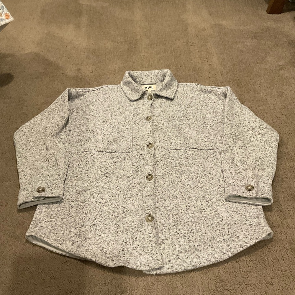 Madewell Small Fleece Shirt Jacket Grey